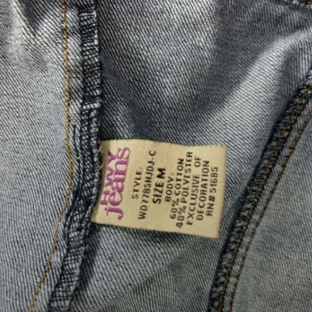 Highway‎ Jeans Women's Blue Distressed Button-Down Denim Jacket Size M Pre-Owned - Picture 7 of 16